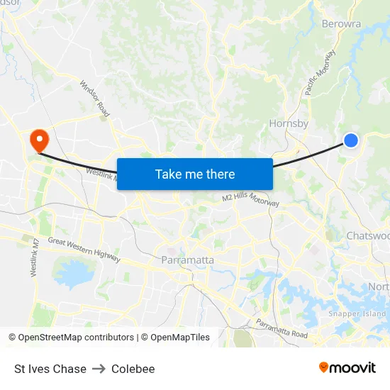 St Ives Chase to Colebee map