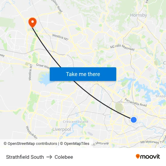Strathfield South to Colebee map