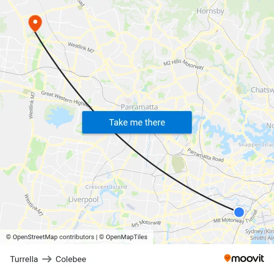 Turrella to Colebee map