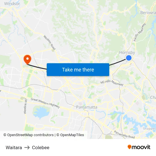 Waitara to Colebee map