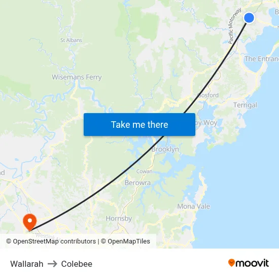 Wallarah to Colebee map