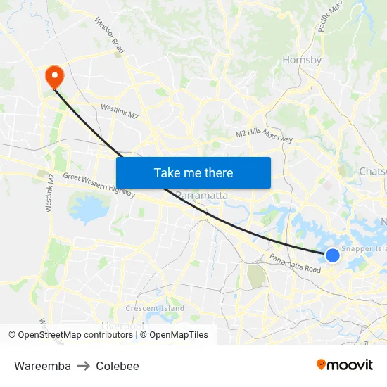 Wareemba to Colebee map