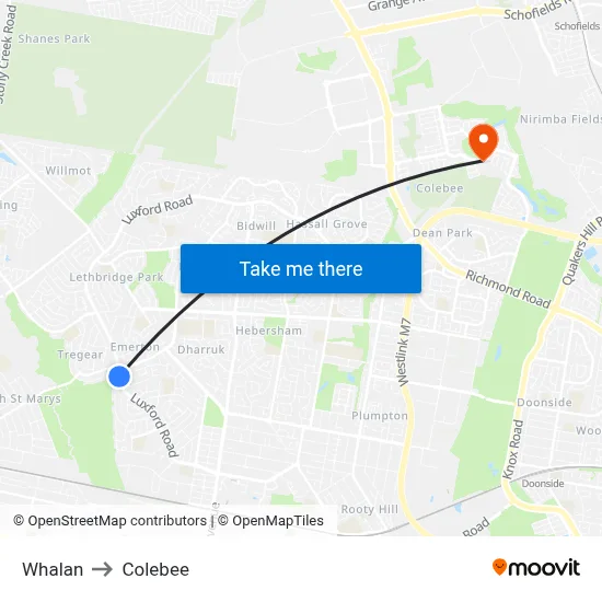 Whalan to Colebee map
