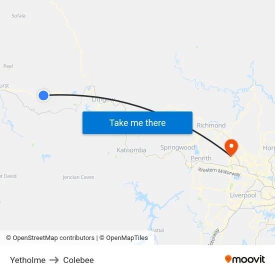 Yetholme to Colebee map