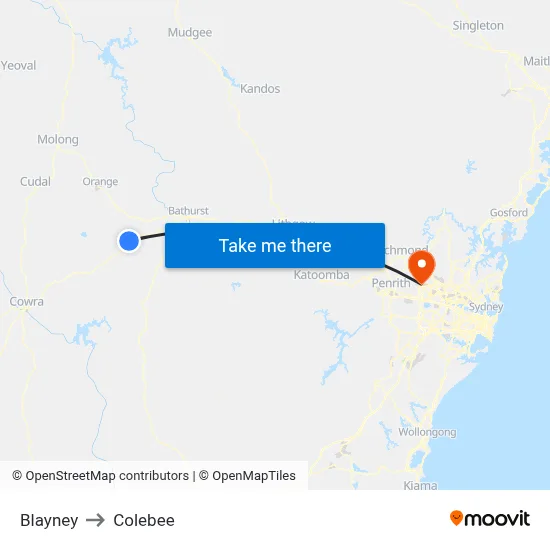 Blayney to Colebee map