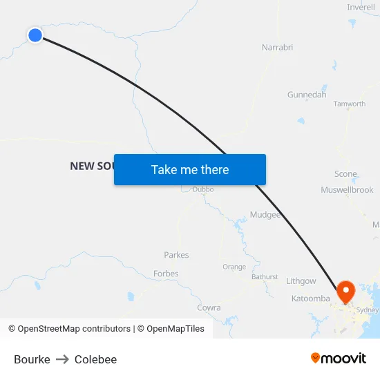 Bourke to Colebee map