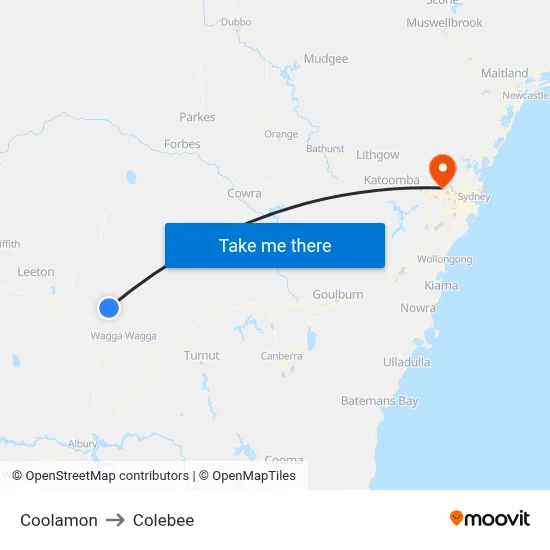 Coolamon to Colebee map