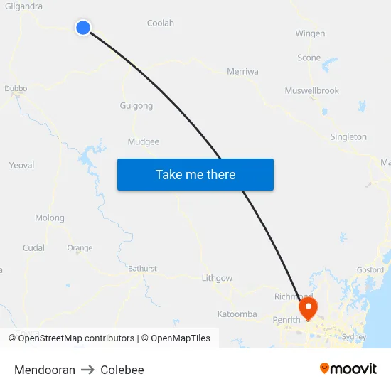 Mendooran to Colebee map