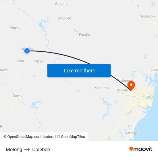 Molong to Colebee map