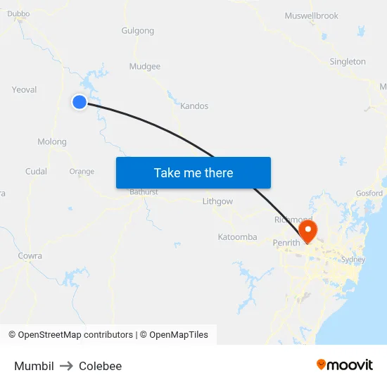 Mumbil to Colebee map