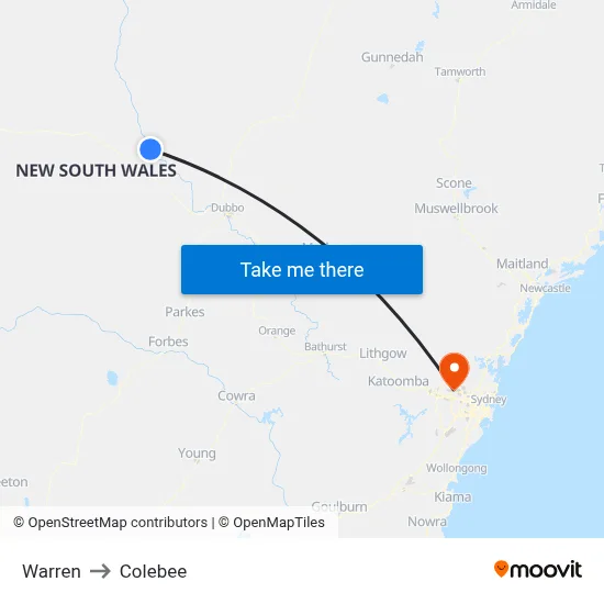 Warren to Colebee map