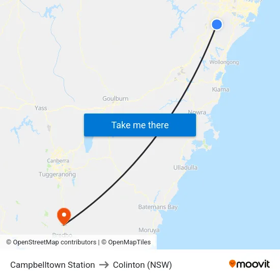 Campbelltown Station to Colinton (NSW) map