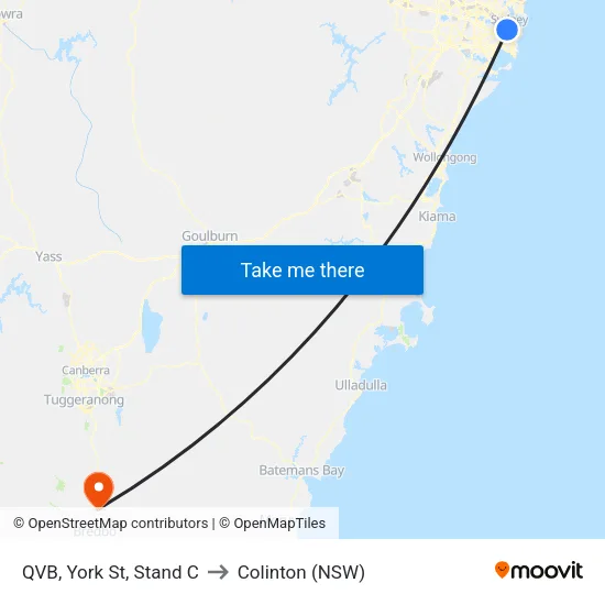 QVB, York St, Stand C to Colinton (NSW) map
