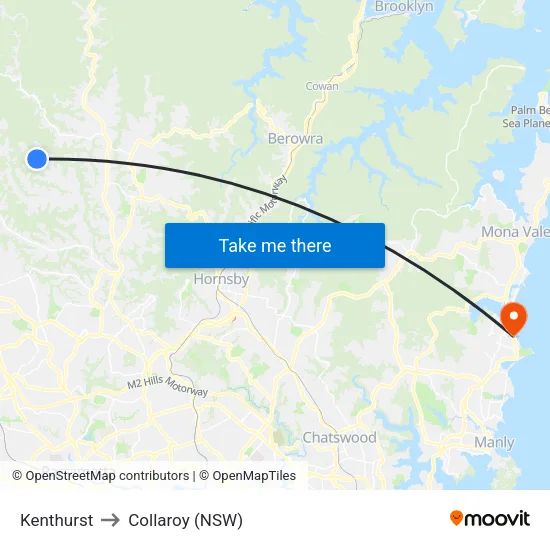 Kenthurst to Collaroy (NSW) map