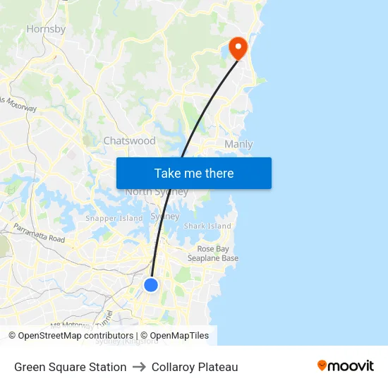 Green Square Station to Collaroy Plateau map