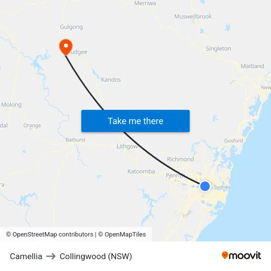 Camellia to Collingwood (NSW) map