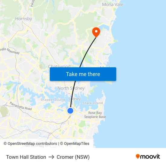 Town Hall Station to Cromer (NSW) map