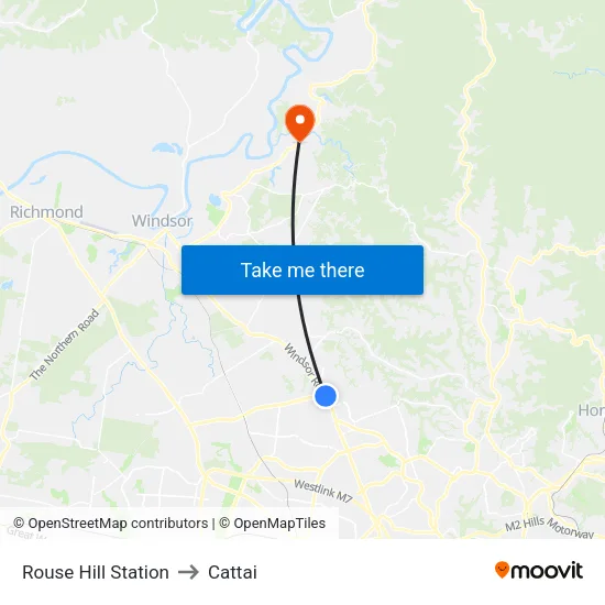 Rouse Hill Station to Cattai map