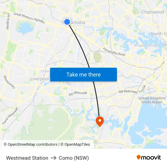 Westmead Station to Como (NSW) map