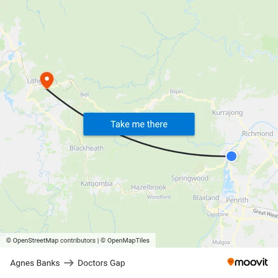 Agnes Banks to Doctors Gap map