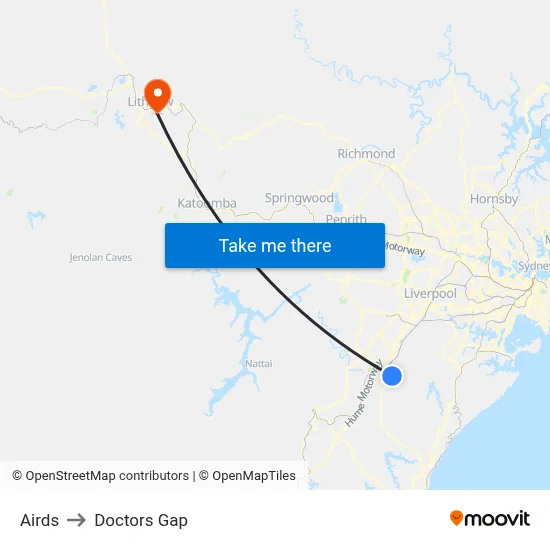Airds to Doctors Gap map
