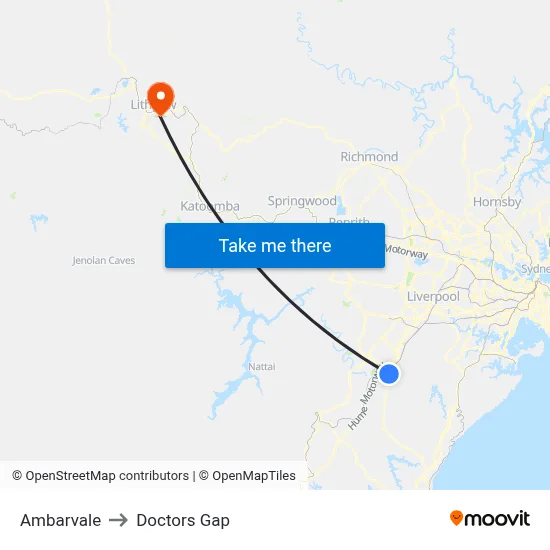 Ambarvale to Doctors Gap map