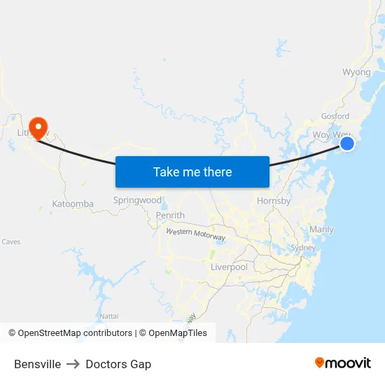 Bensville to Doctors Gap map