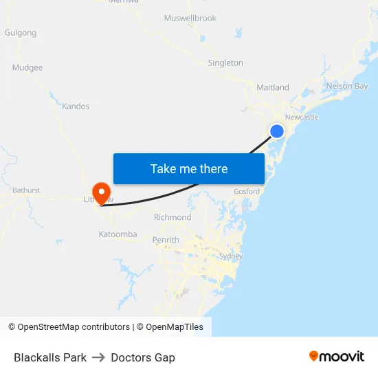 Blackalls Park to Doctors Gap map