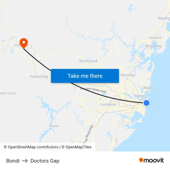 Bondi to Doctors Gap map