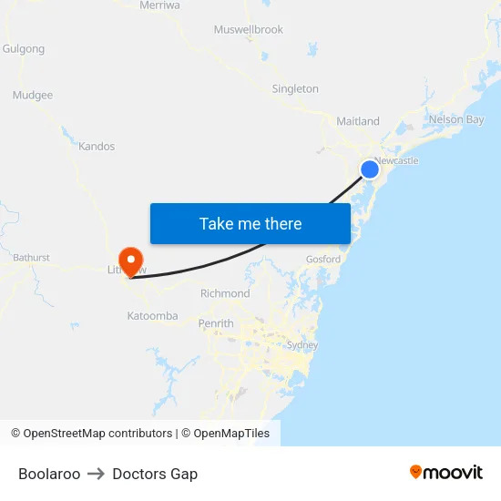 Boolaroo to Doctors Gap map