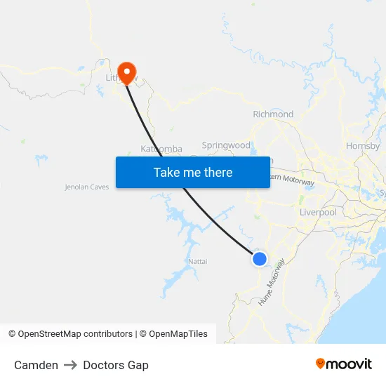 Camden to Doctors Gap map