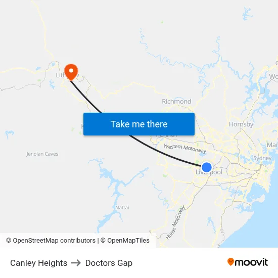 Canley Heights to Doctors Gap map