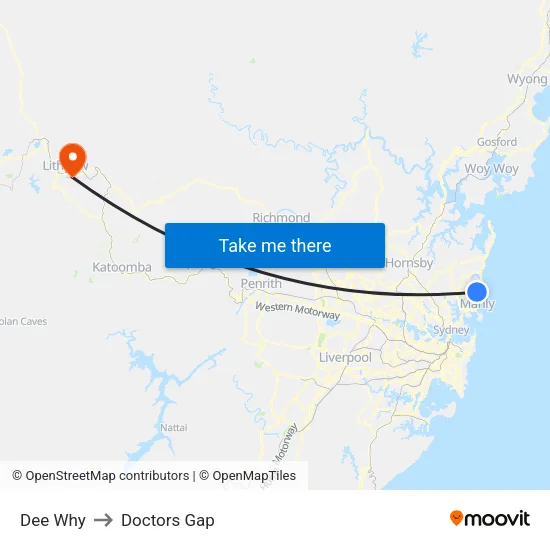 Dee Why to Doctors Gap map