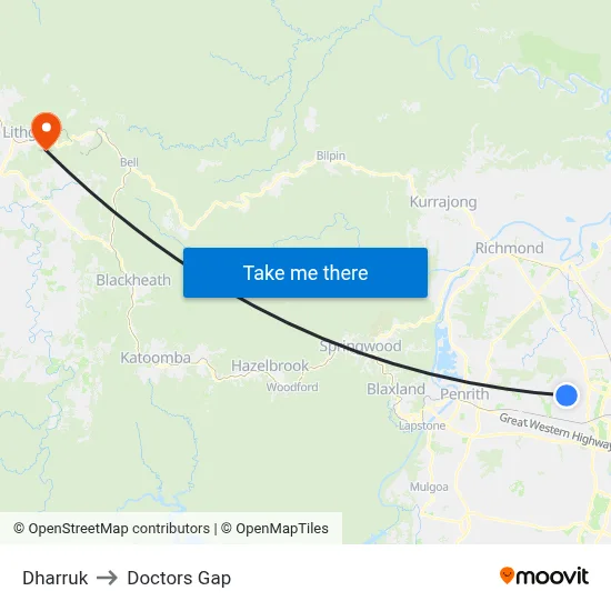 Dharruk to Doctors Gap map
