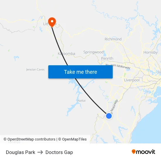 Douglas Park to Doctors Gap map