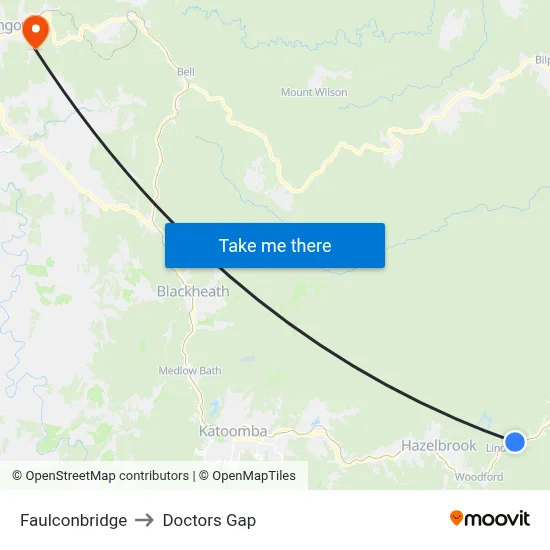 Faulconbridge to Doctors Gap map