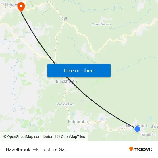 Hazelbrook to Doctors Gap map