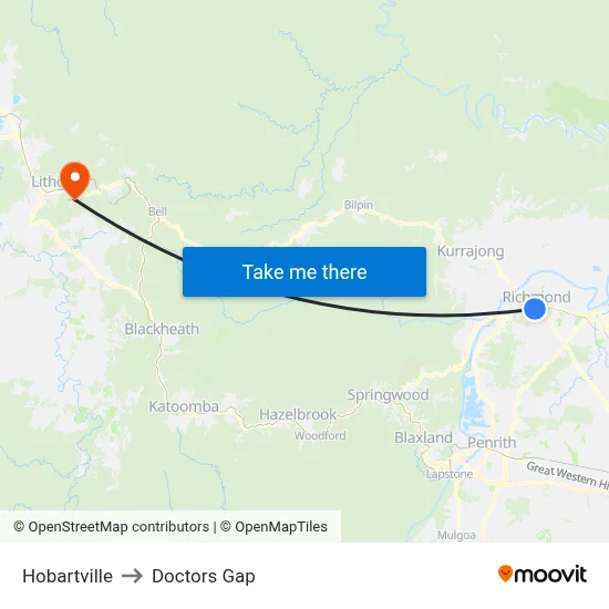 Hobartville to Doctors Gap map