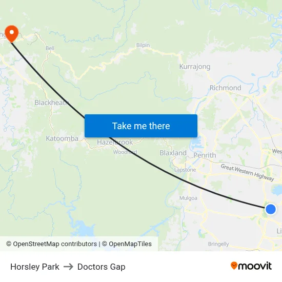 Horsley Park to Doctors Gap map