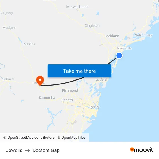 Jewells to Doctors Gap map