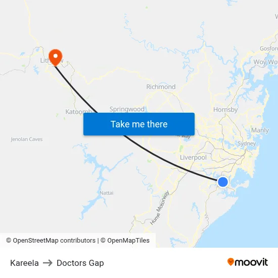 Kareela to Doctors Gap map