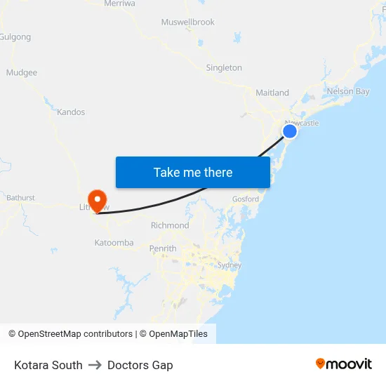 Kotara South to Doctors Gap map