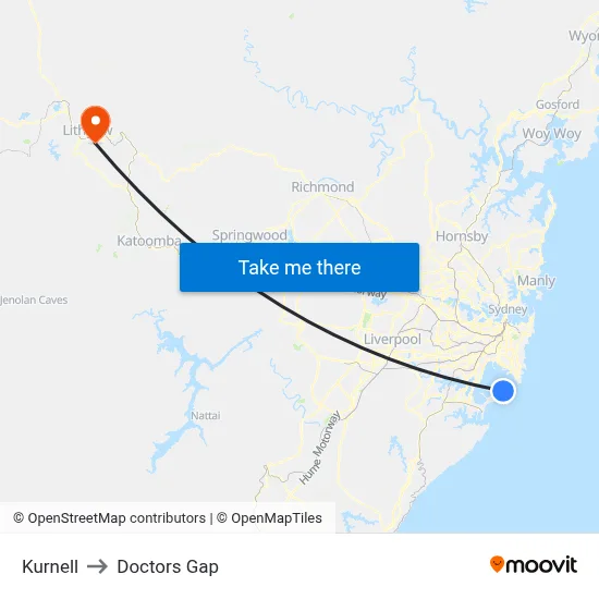 Kurnell to Doctors Gap map