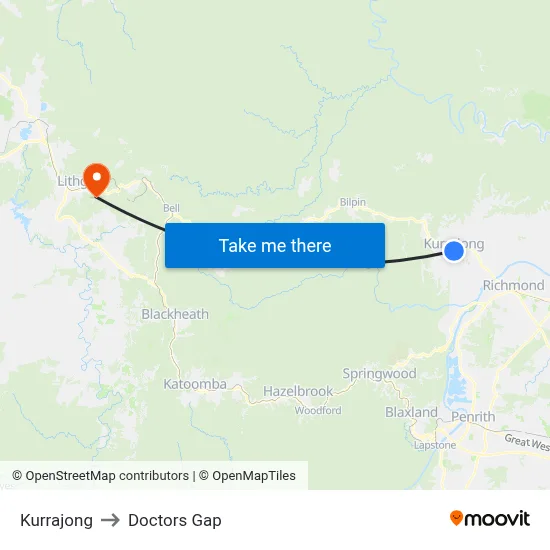 Kurrajong to Doctors Gap map