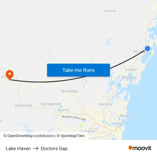 Lake Haven to Doctors Gap map
