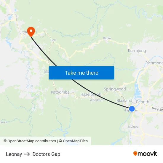 Leonay to Doctors Gap map