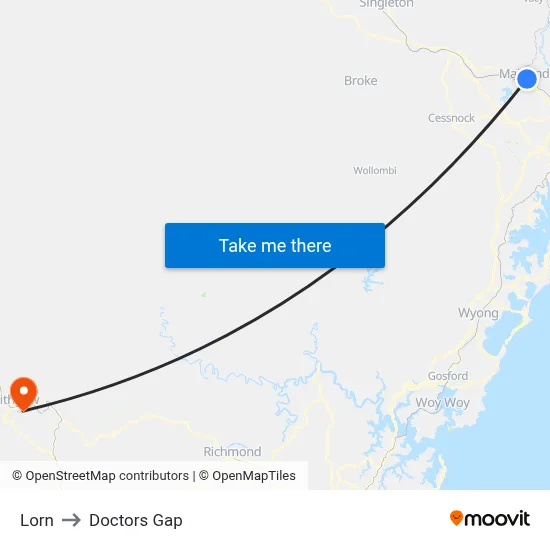 Lorn to Doctors Gap map