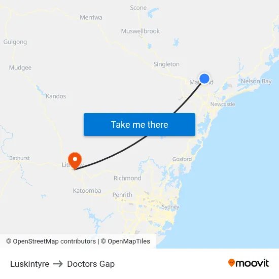 Luskintyre to Doctors Gap map