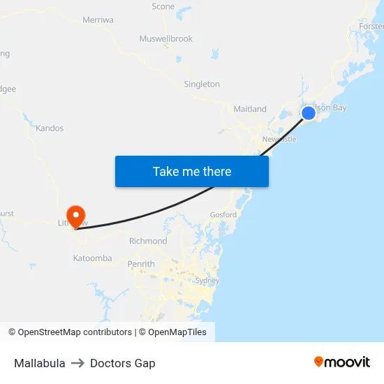 Mallabula to Doctors Gap map