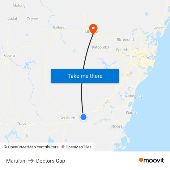 Marulan to Doctors Gap map